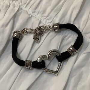 Silver and Black Heart Brighton Bracelet with Clasp